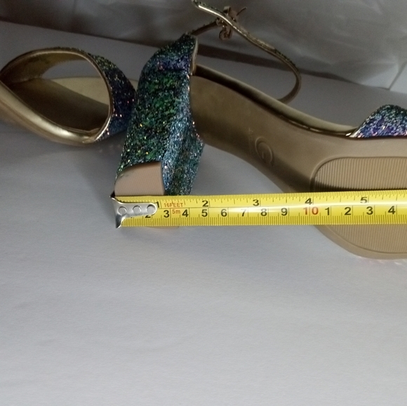 NEW! Sparkling GUESS Block High Heel OPEN TOE Shoes Metallic FORMAL PROM… - Picture 9 of 14
